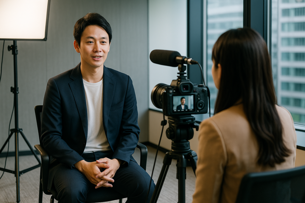 IT企業B社の社員インタビュー撮影風景
